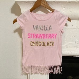Girls Tee Sequin FringeTop Size 7 - 8 Medium M